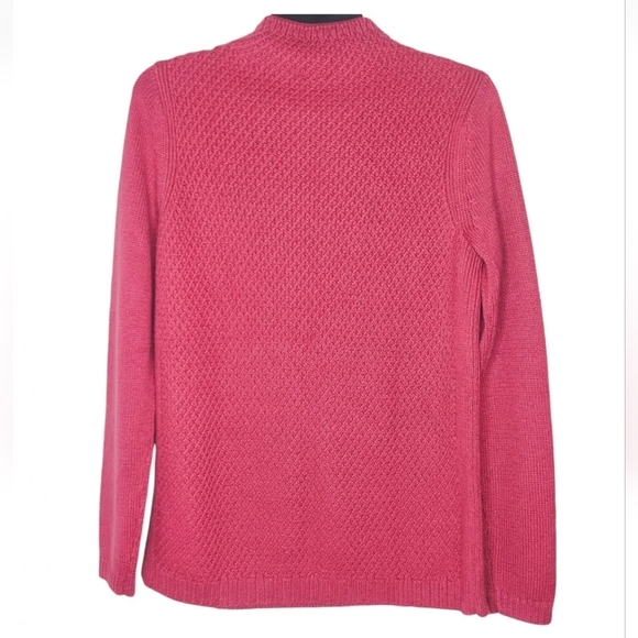 Talbots mock neck pink knit sweater with button size L - Picture 3 of 10